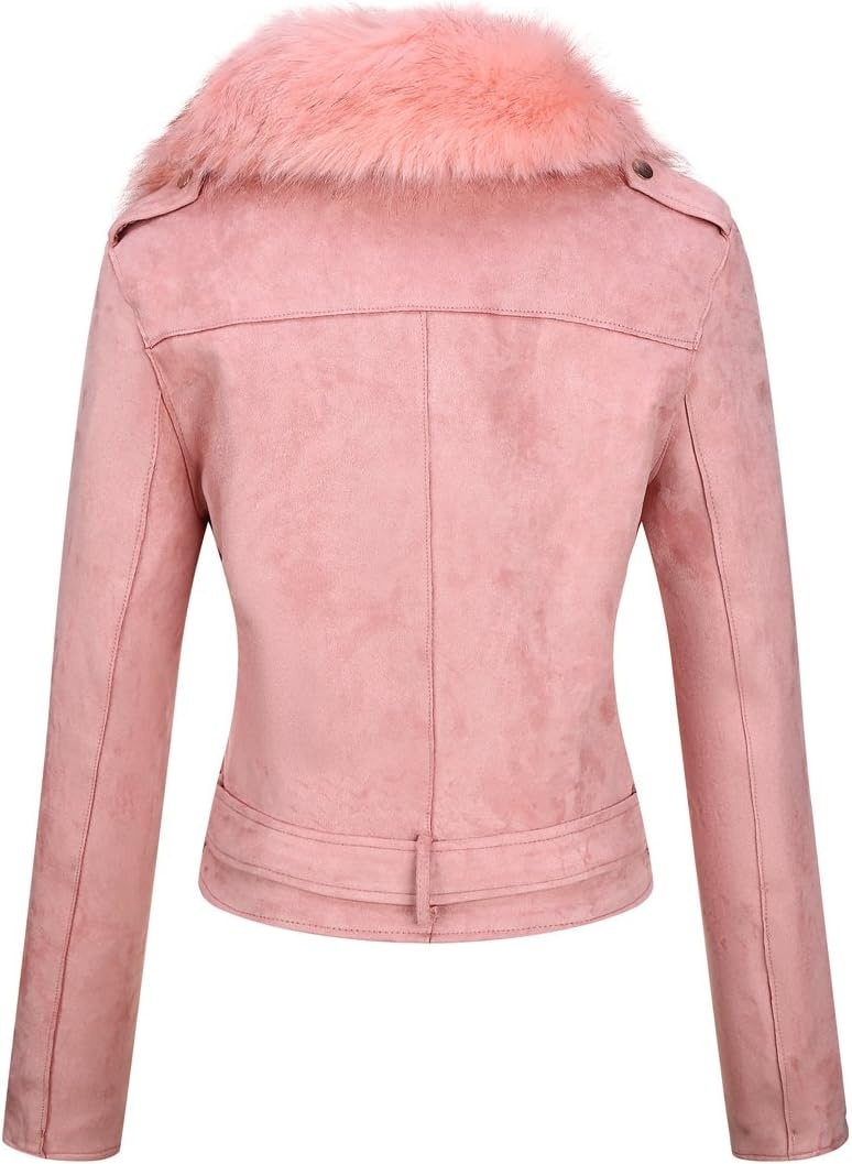 image:imageBellivera Women Faux Suede Jacket Moto Biker SherpaLined CoatPink