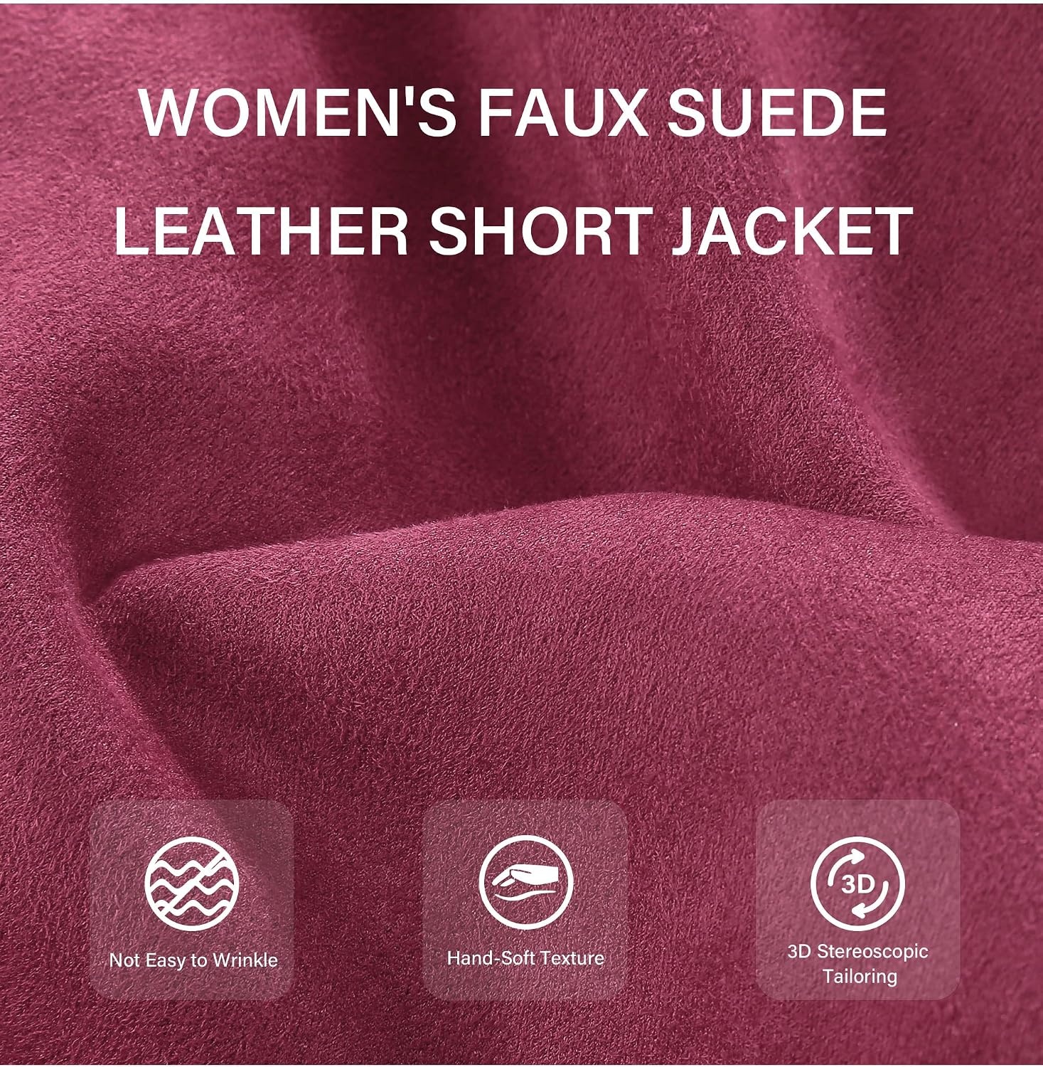 image:imageBellivera Women Faux Suede Jacket Moto Biker SherpaLined CoatRed
