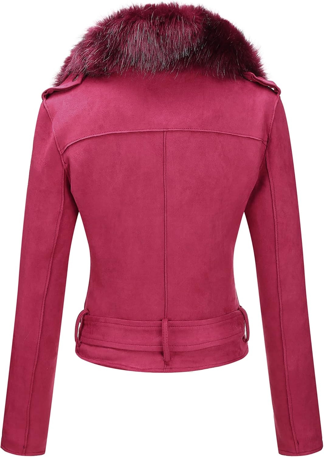 image:imageBellivera Women Faux Suede Jacket Moto Biker SherpaLined CoatRed