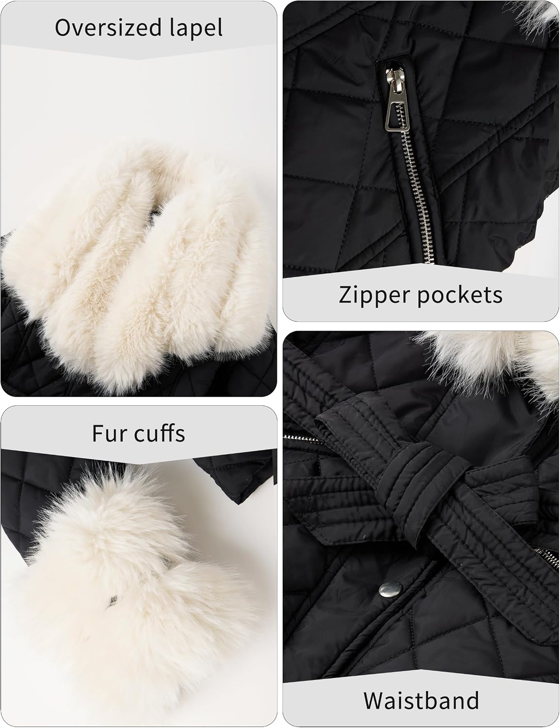 image:imageBellivera Women Faux Suede Jacket Moto Biker SherpaLined CoatWhite Removable Fur Collar