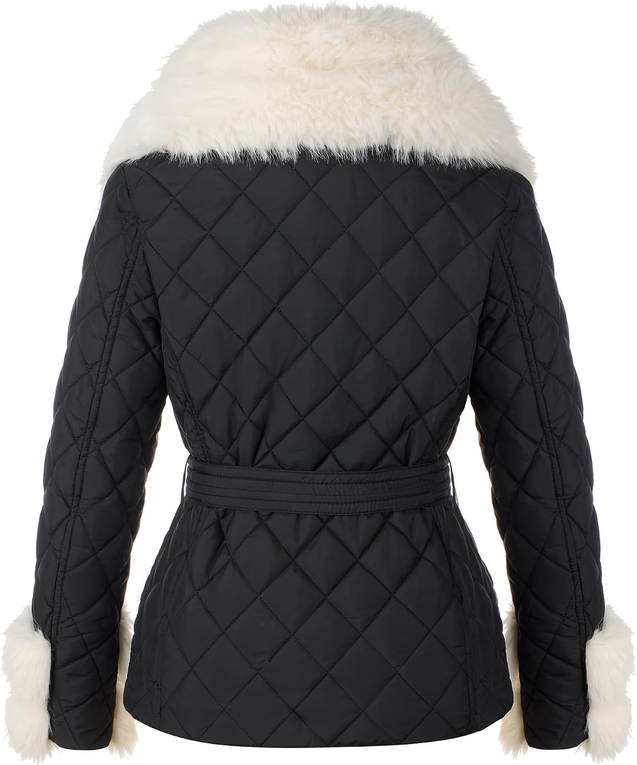 image:imageBellivera Women Faux Suede Jacket Moto Biker SherpaLined CoatWhite Removable Fur Collar