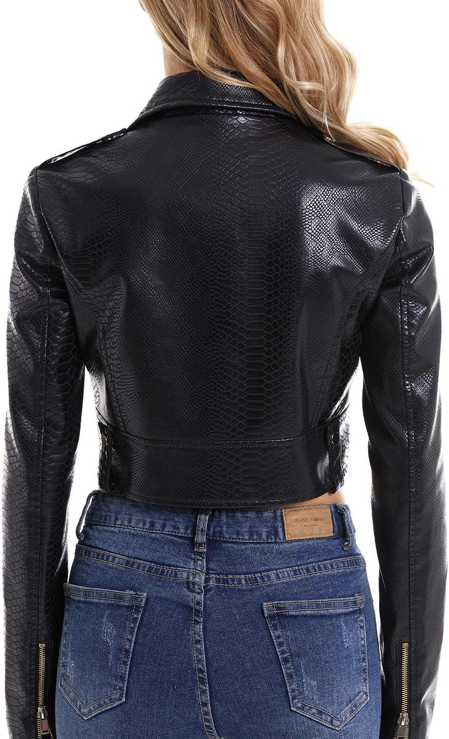 image:imageDIASHINY Women Faux Leather Jacket Slim Belted PU Moto Coat050 Black