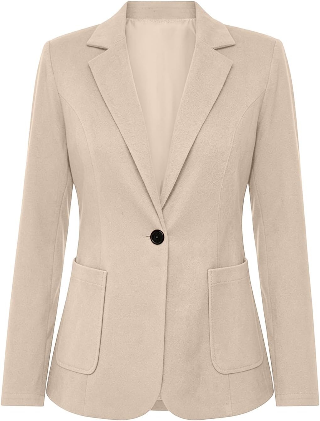 image:imageFaux Suede Blazer for Women 2026 Fall Lapel Collar Button Jackets OuterwearBeige