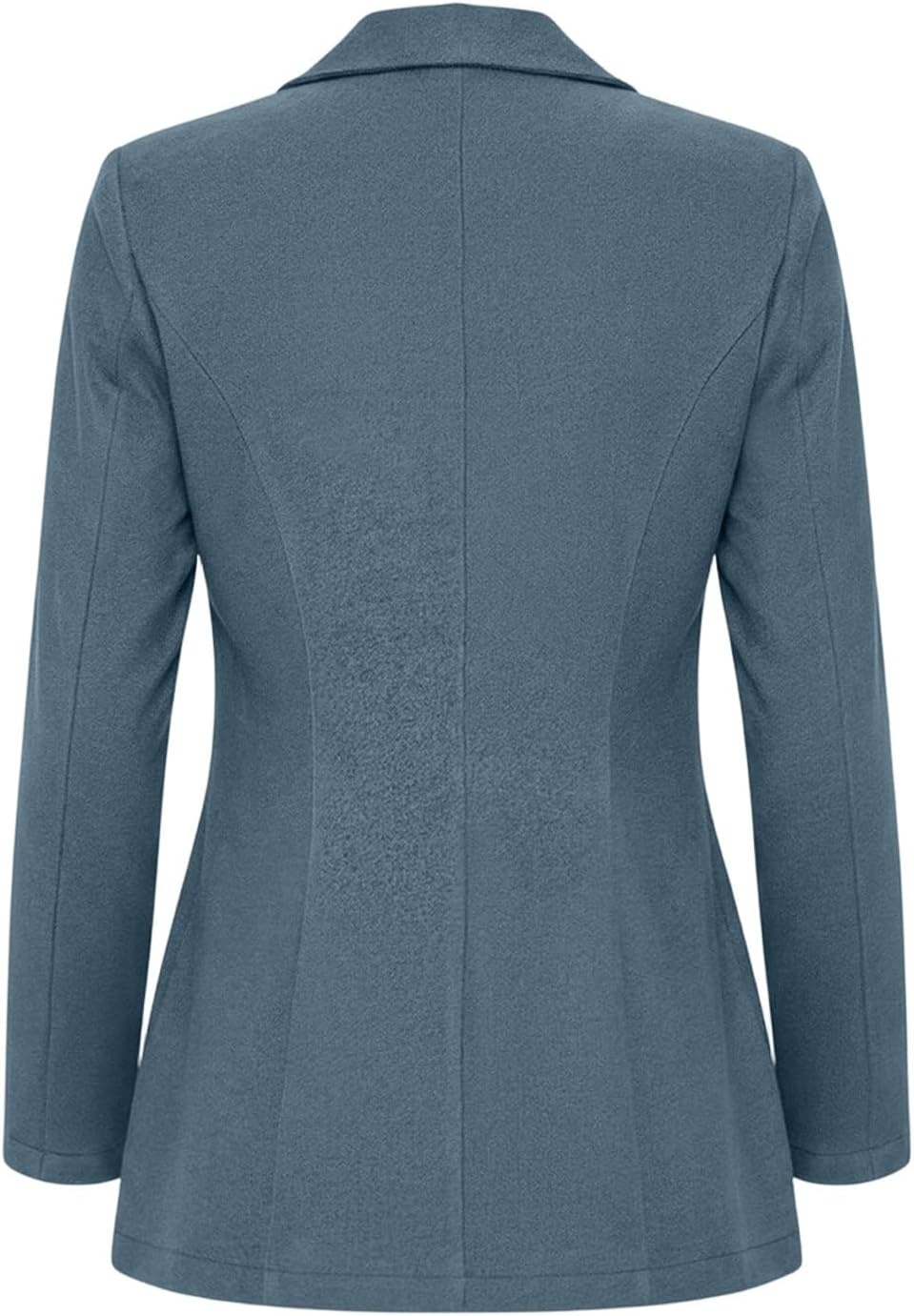 image:imageFaux Suede Blazer for Women 2026 Fall Lapel Collar Button Jackets OuterwearBlue