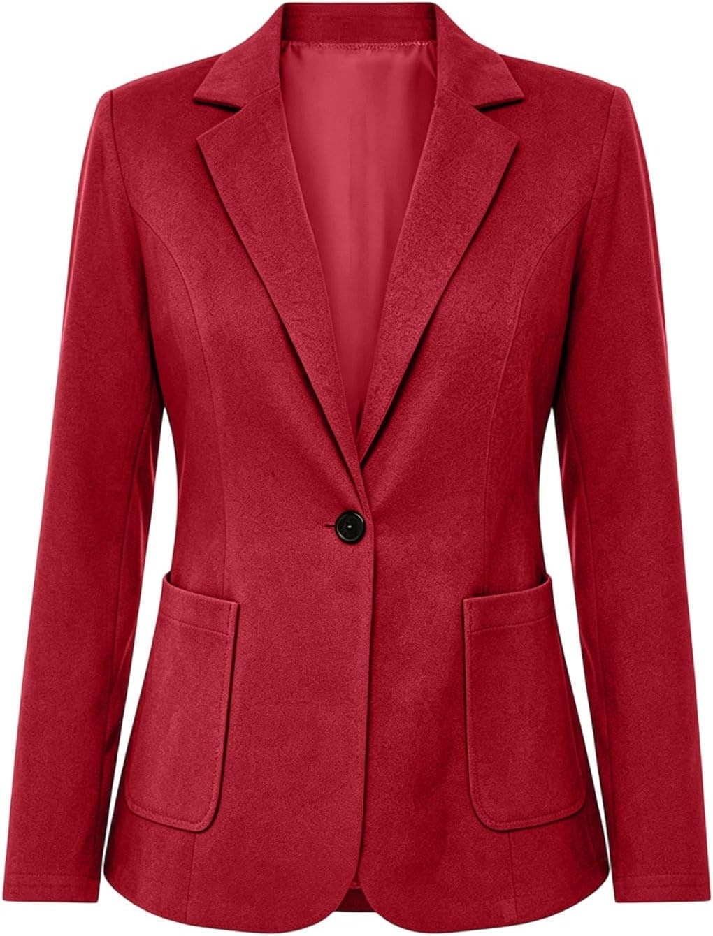 image:imageFaux Suede Blazer for Women 2026 Fall Lapel Collar Button Jackets OuterwearRed