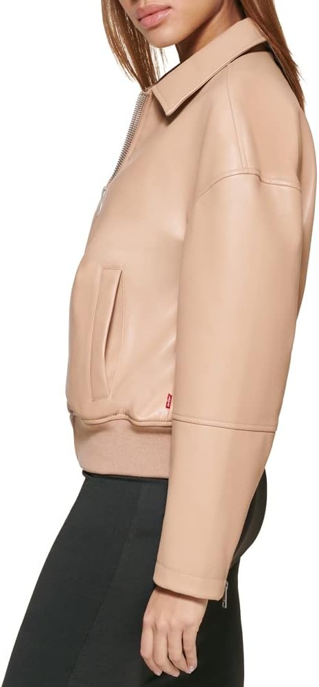 image:imageLevis Womens Faux Leather Bomber With Laydown CollarBiscotti