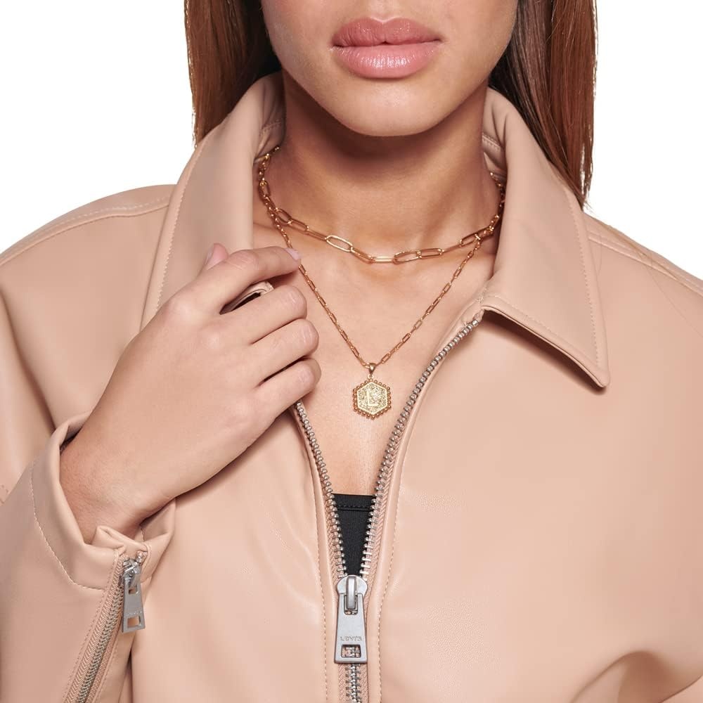 image:imageLevis Womens Faux Leather Bomber With Laydown CollarBiscotti