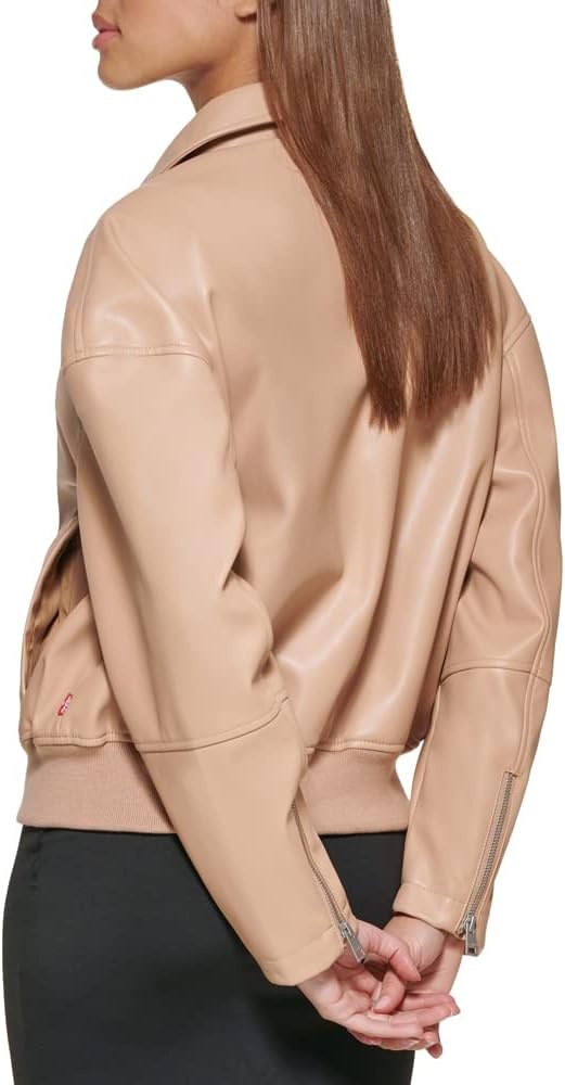 image:imageLevis Womens Faux Leather Bomber With Laydown CollarBiscotti