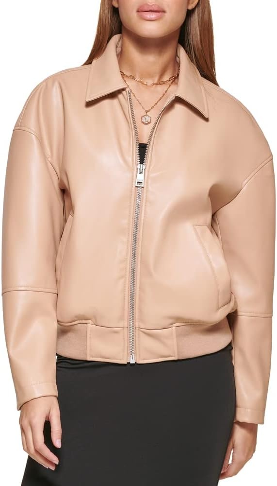 image:imageLevis Womens Faux Leather Bomber With Laydown CollarBiscotti