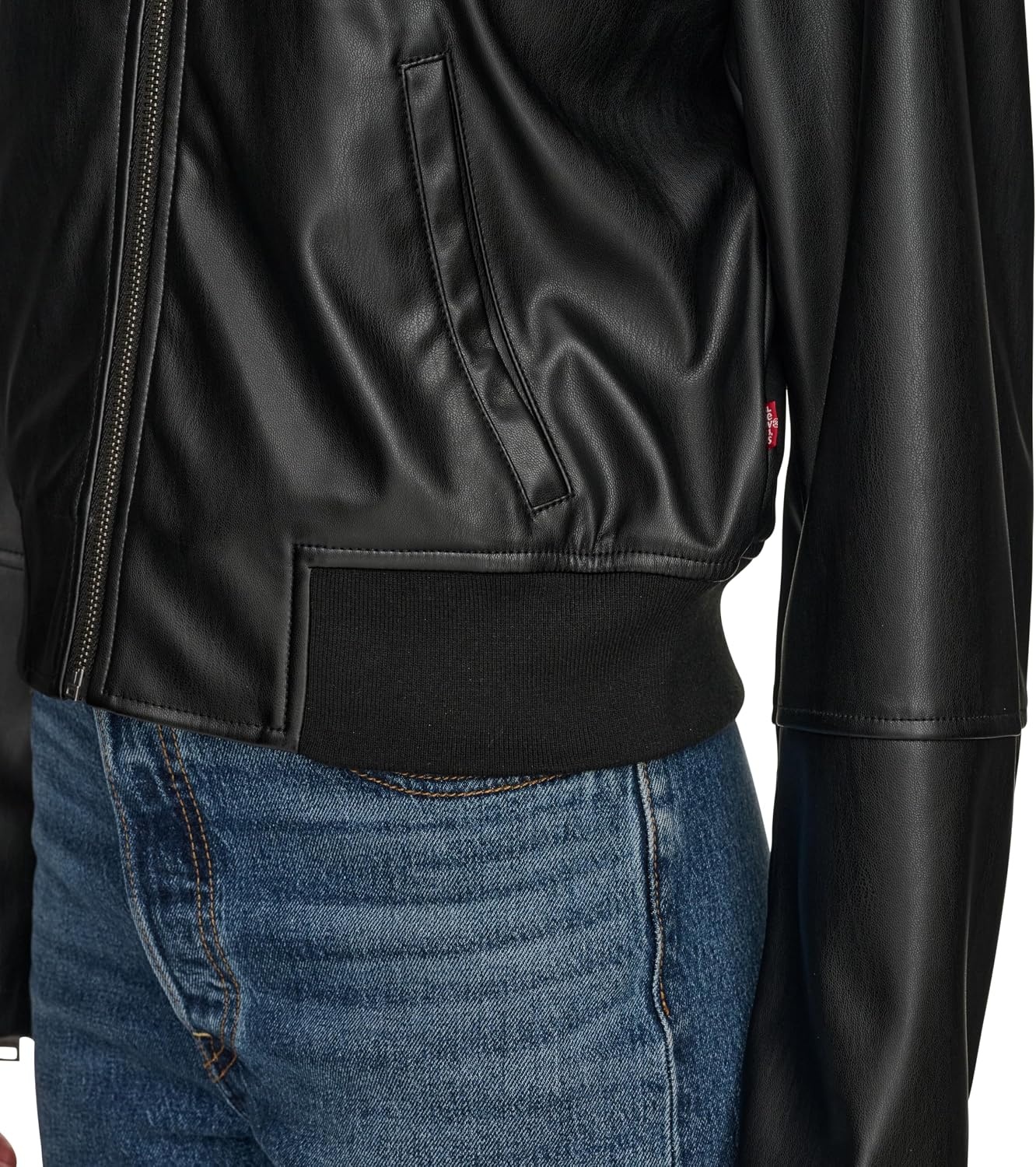image:imageLevis Womens Faux Leather Bomber With Laydown CollarBlack