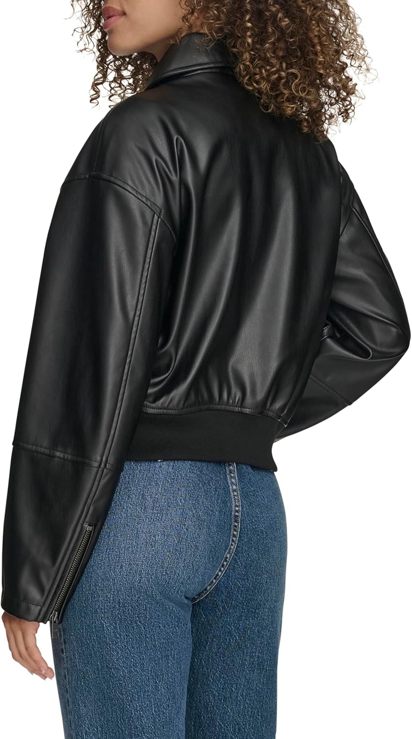 image:imageLevis Womens Faux Leather Bomber With Laydown CollarBlack
