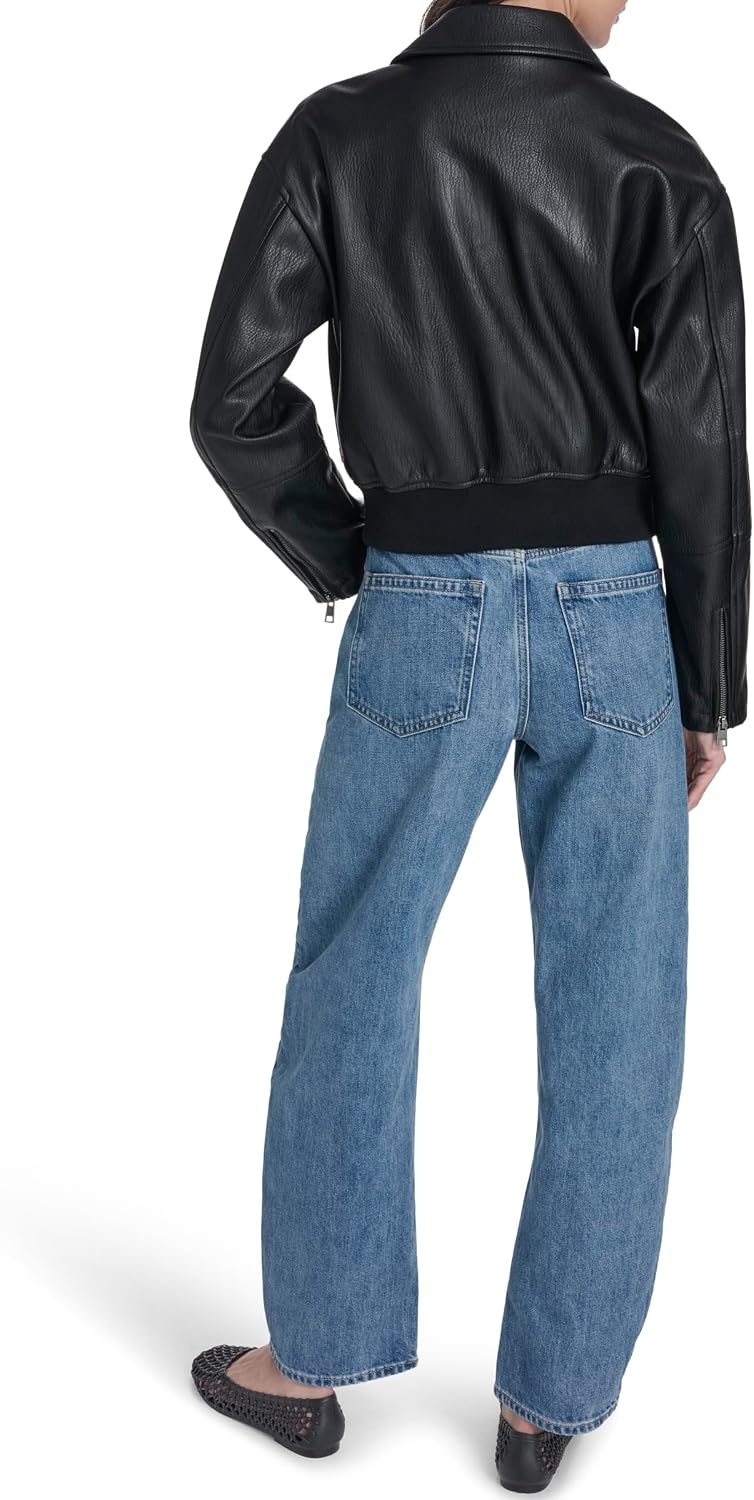 image:imageLevis Womens Faux Leather Bomber With Laydown CollarBlack Faux Plated