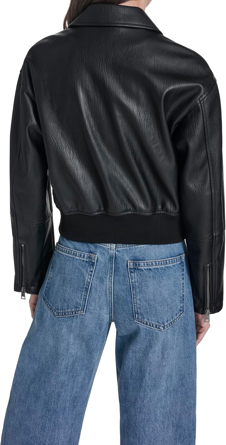 image:imageLevis Womens Faux Leather Bomber With Laydown CollarBlack Faux Plated