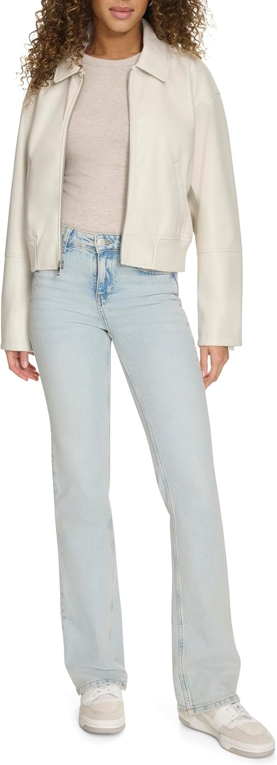 image:imageLevis Womens Faux Leather Bomber With Laydown CollarOyster