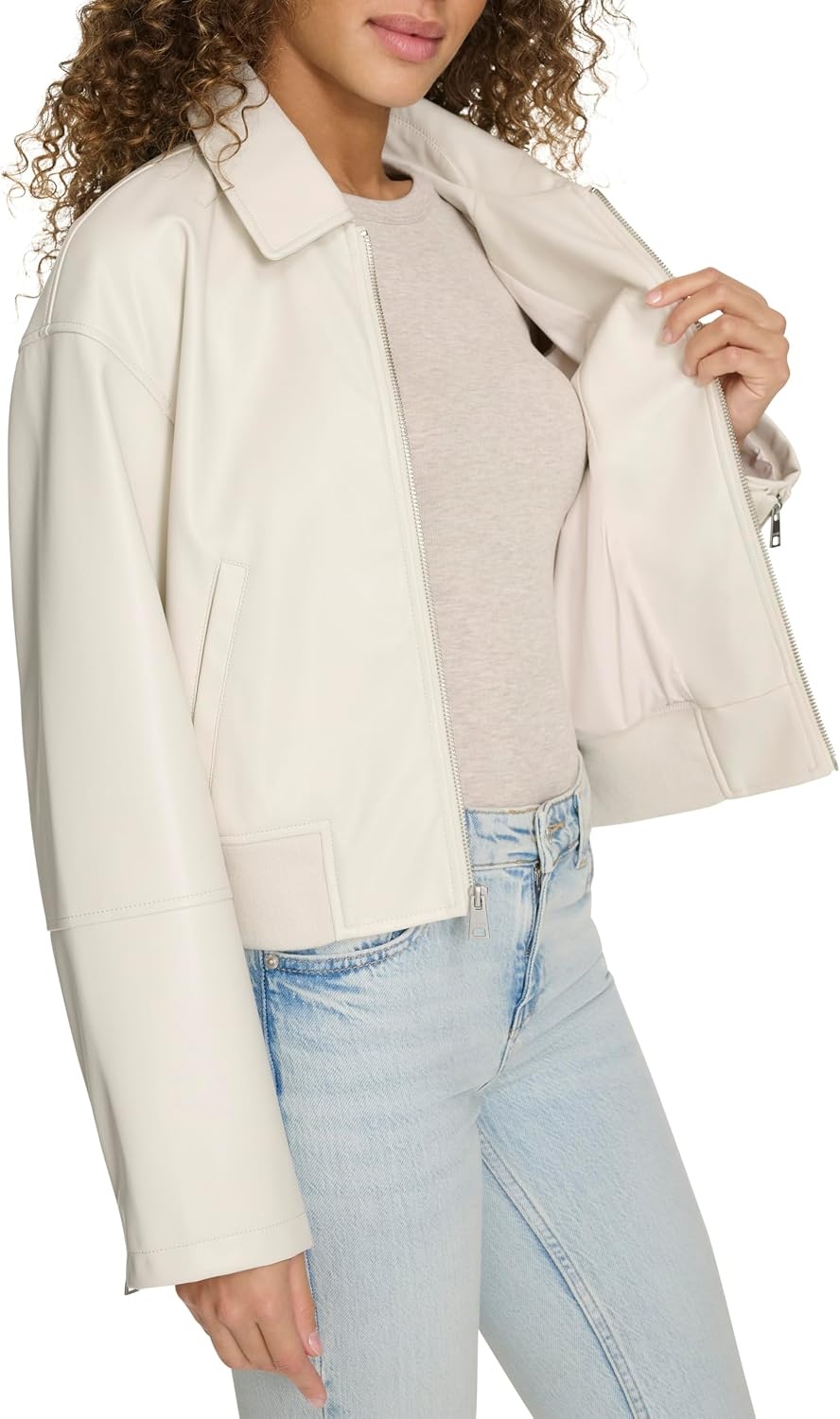 image:imageLevis Womens Faux Leather Bomber With Laydown CollarOyster