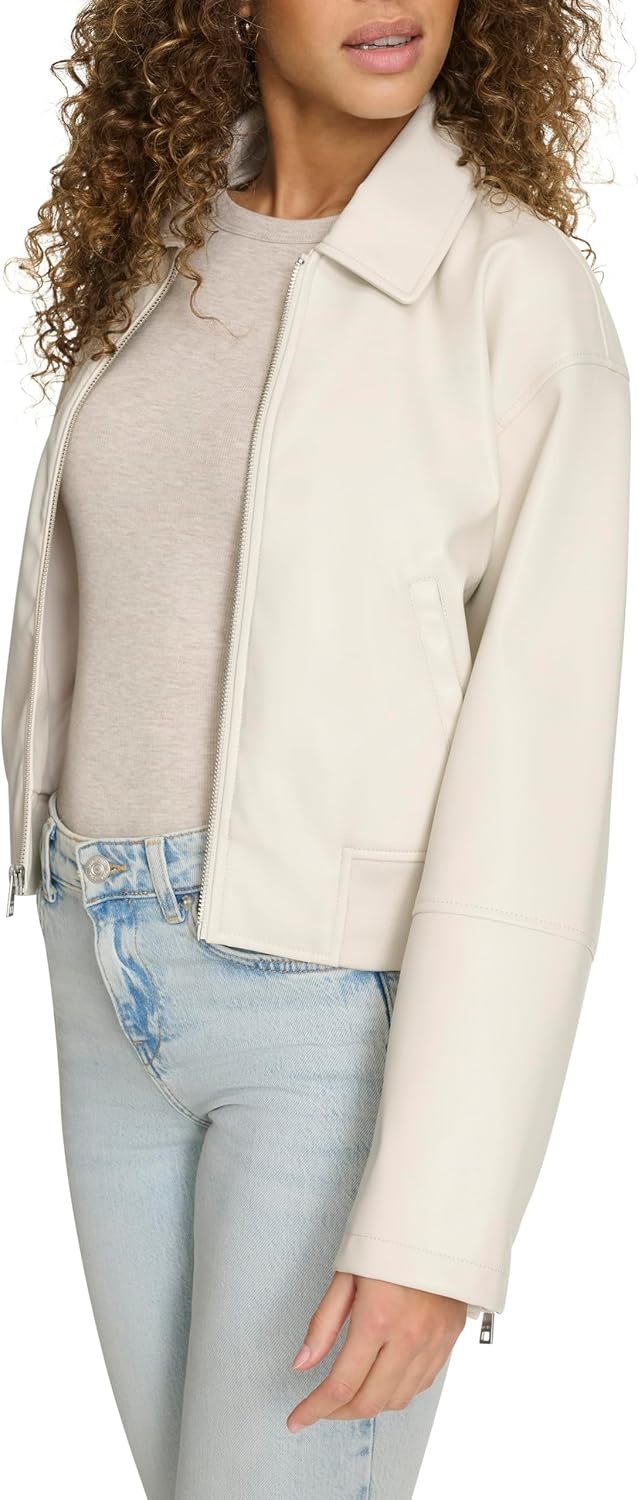 image:imageLevis Womens Faux Leather Bomber With Laydown CollarOyster