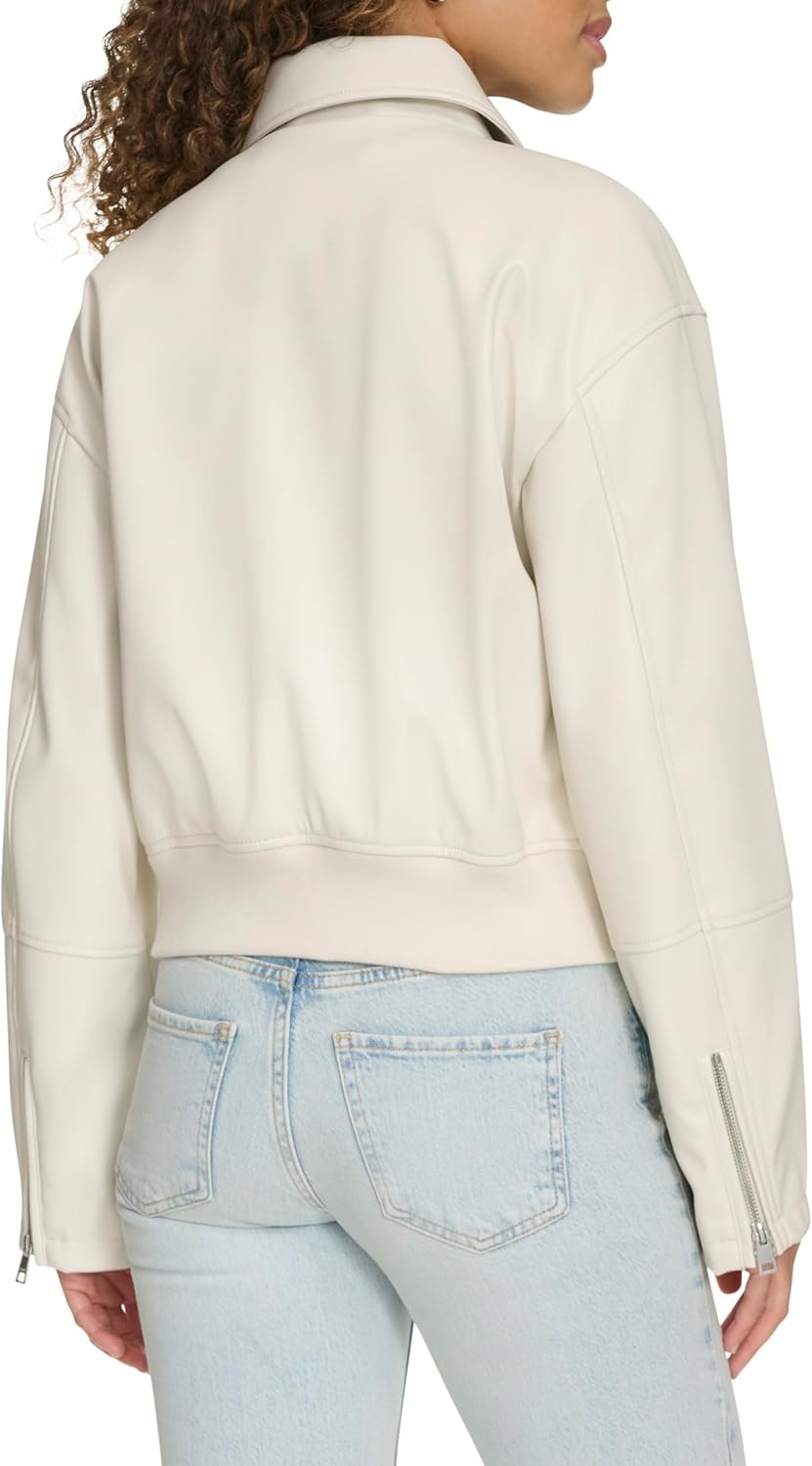 image:imageLevis Womens Faux Leather Bomber With Laydown CollarOyster