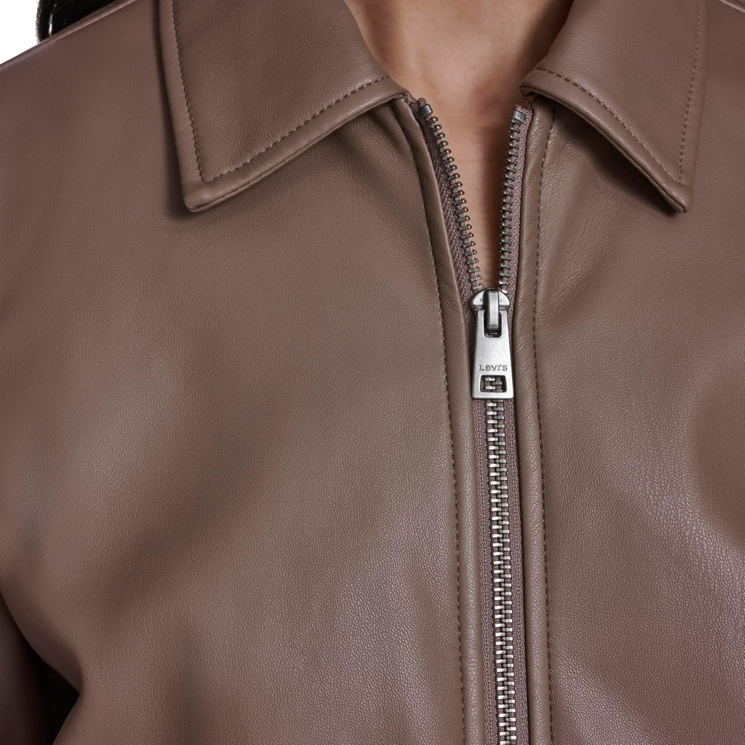 image:imageLevis Womens Faux Leather Bomber With Laydown CollarPine Bark