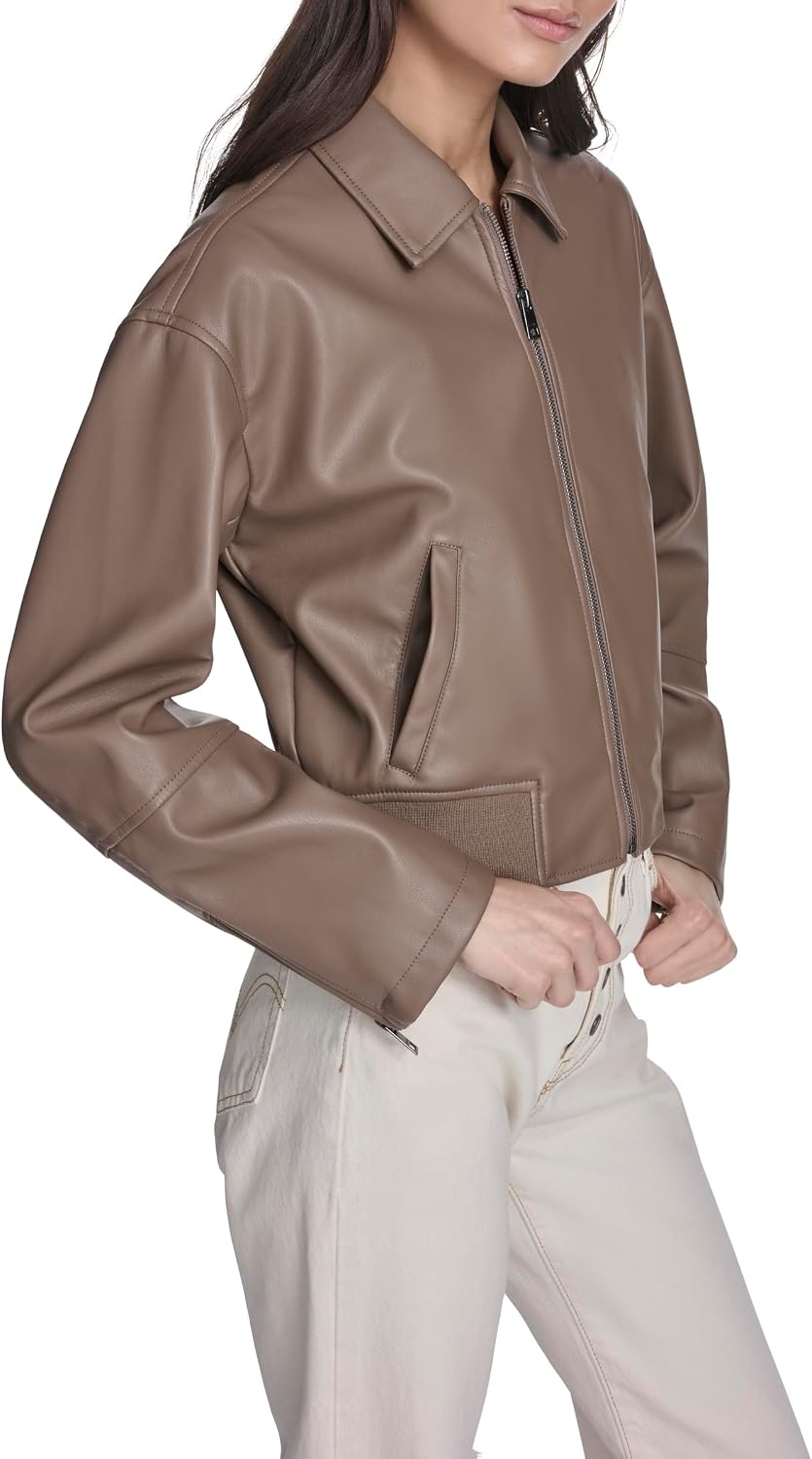 image:imageLevis Womens Faux Leather Bomber With Laydown CollarPine Bark