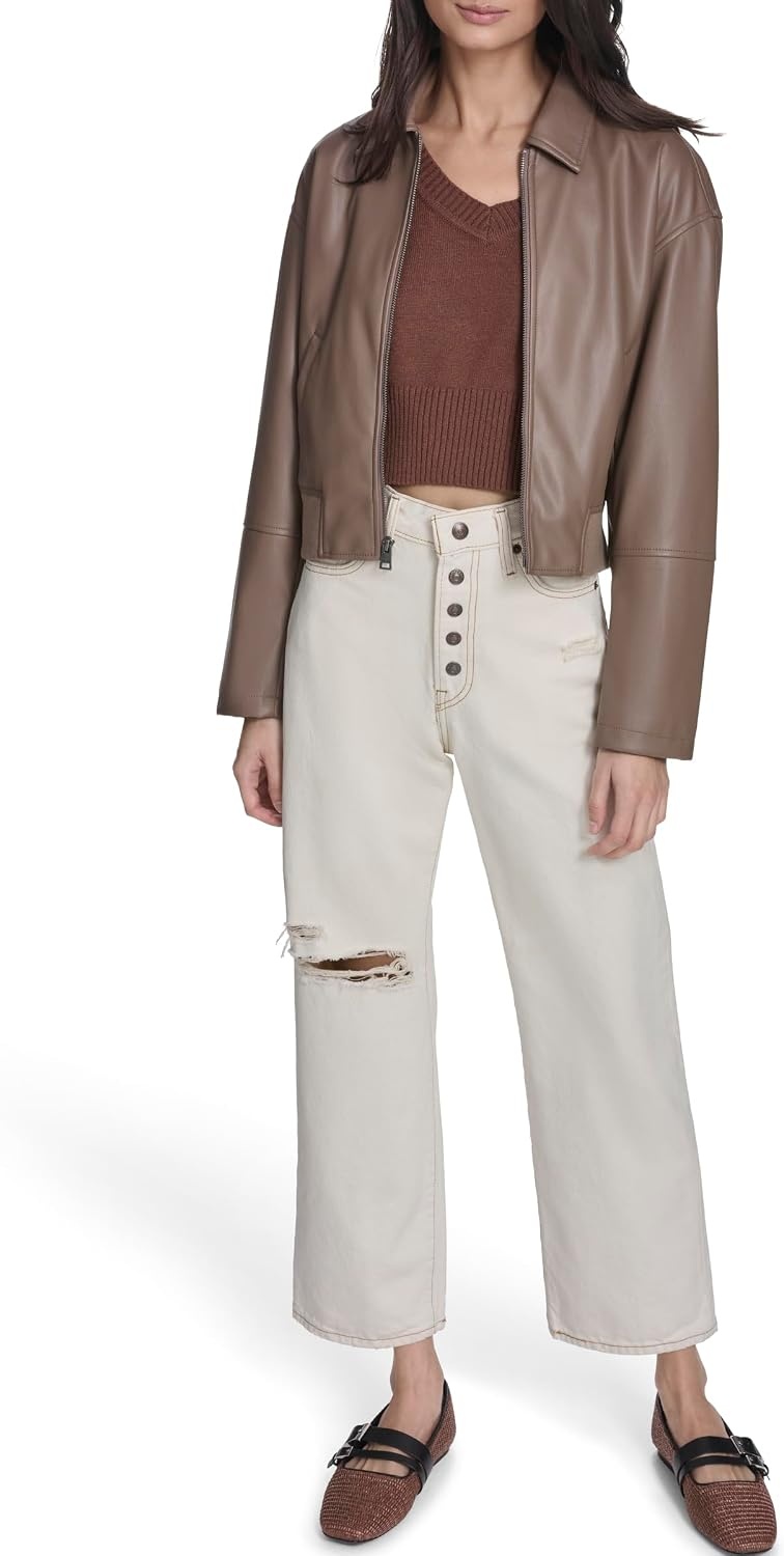 image:imageLevis Womens Faux Leather Bomber With Laydown CollarPine Bark