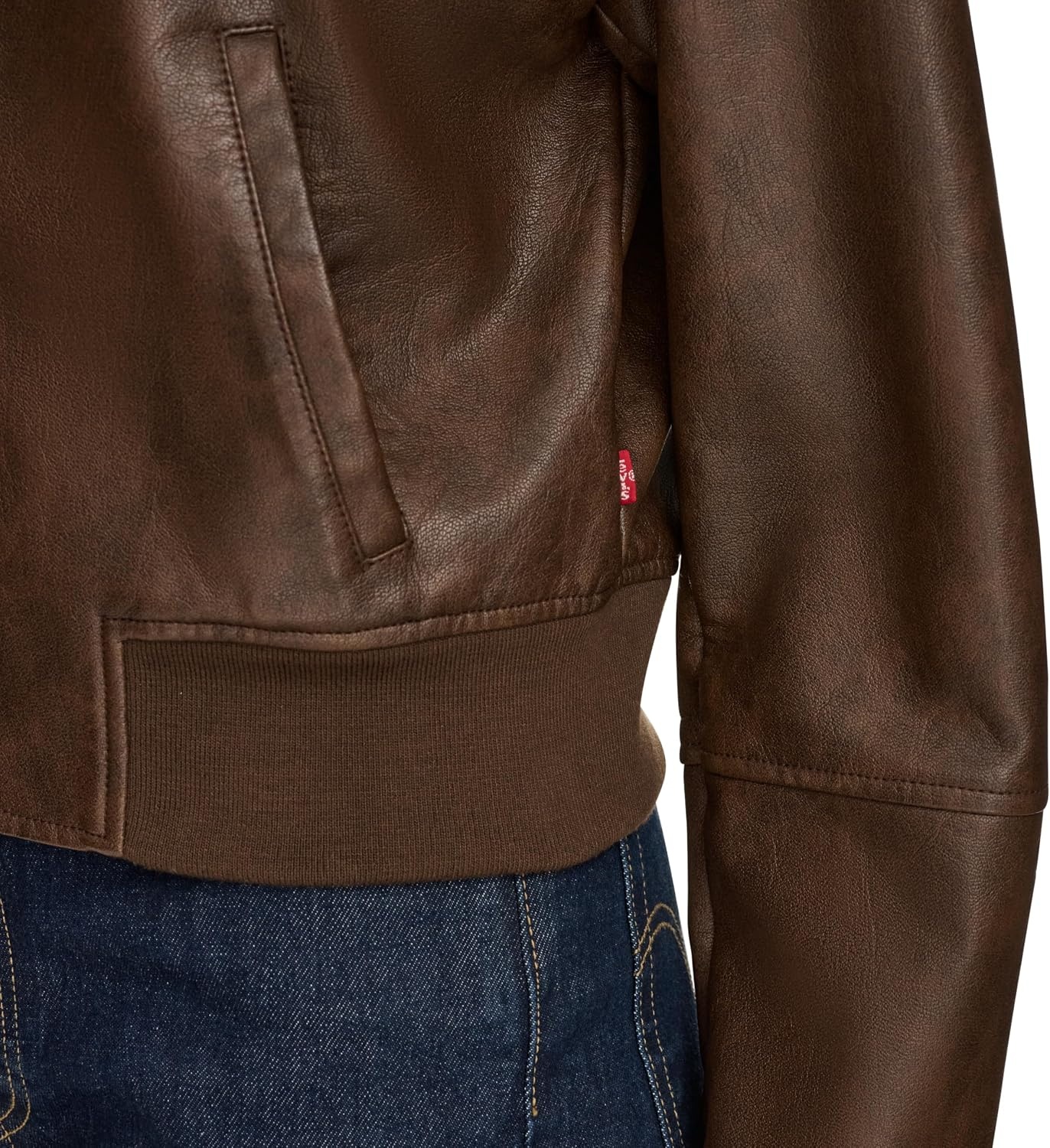 image:imageLevis Womens Faux Leather Bomber With Laydown CollarSaddle