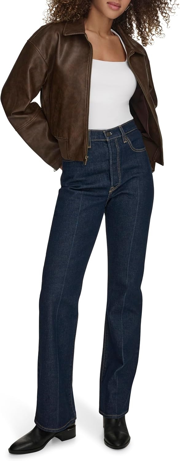 image:imageLevis Womens Faux Leather Bomber With Laydown CollarSaddle