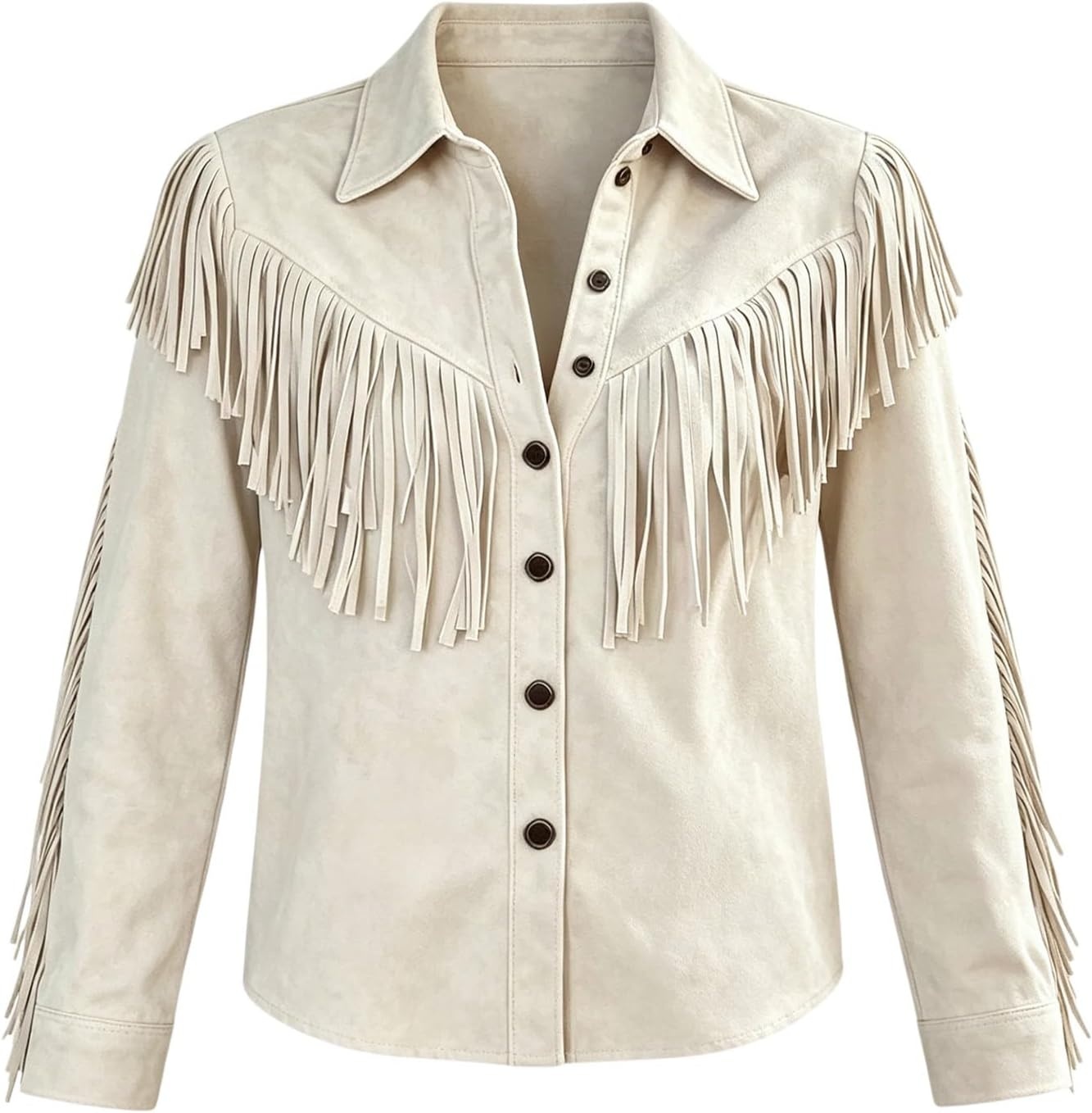 image:imageNantdog Boho Jackets for Women Western Fringe Shacket Suede Barn JacketsWhite1