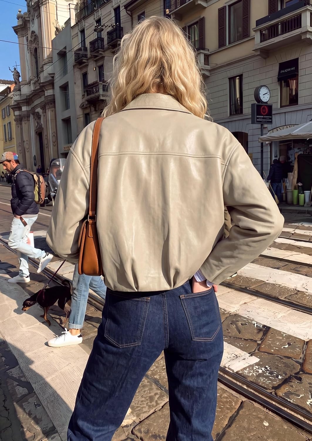 image:imagePRETTYGARDEN Womens Faux Leather Motorcycle Jackets Fall Cropped CoatsApricot