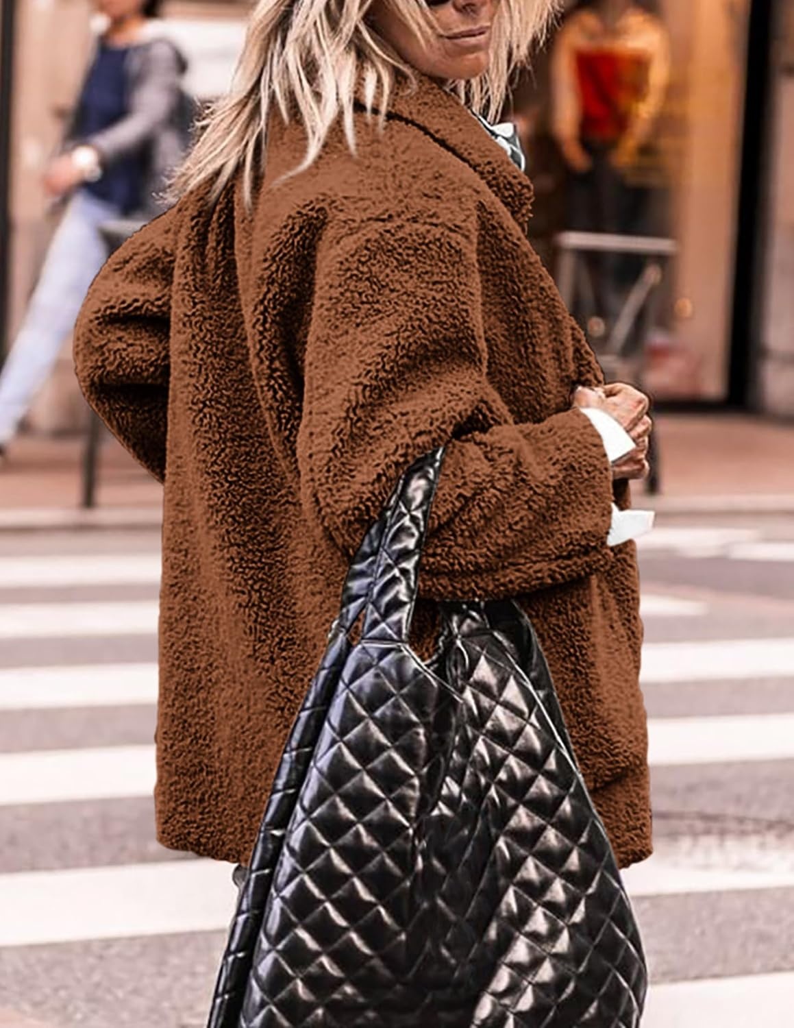 image:imagePRETTYGARDEN Womens Fleece Sherpa Coats Winter OutfitsBrown