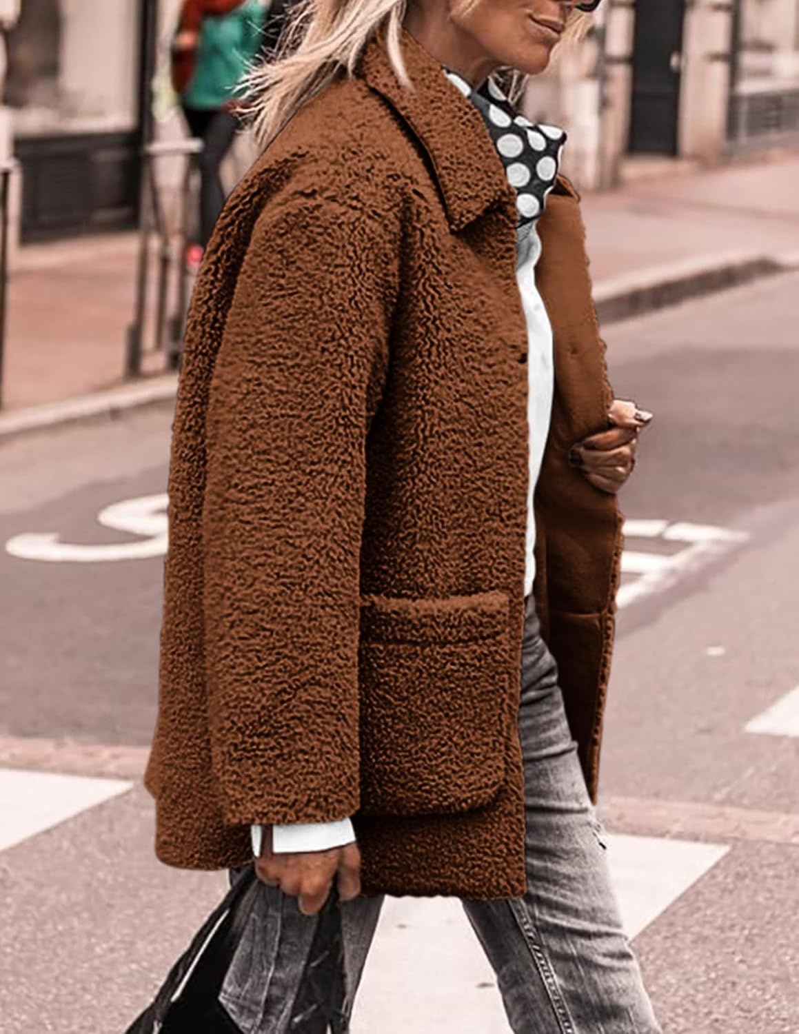 image:imagePRETTYGARDEN Womens Fleece Sherpa Coats Winter OutfitsBrown