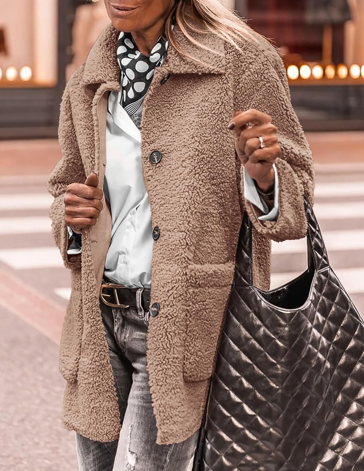 image:imagePRETTYGARDEN Womens Fleece Sherpa Coats Winter OutfitsCamel