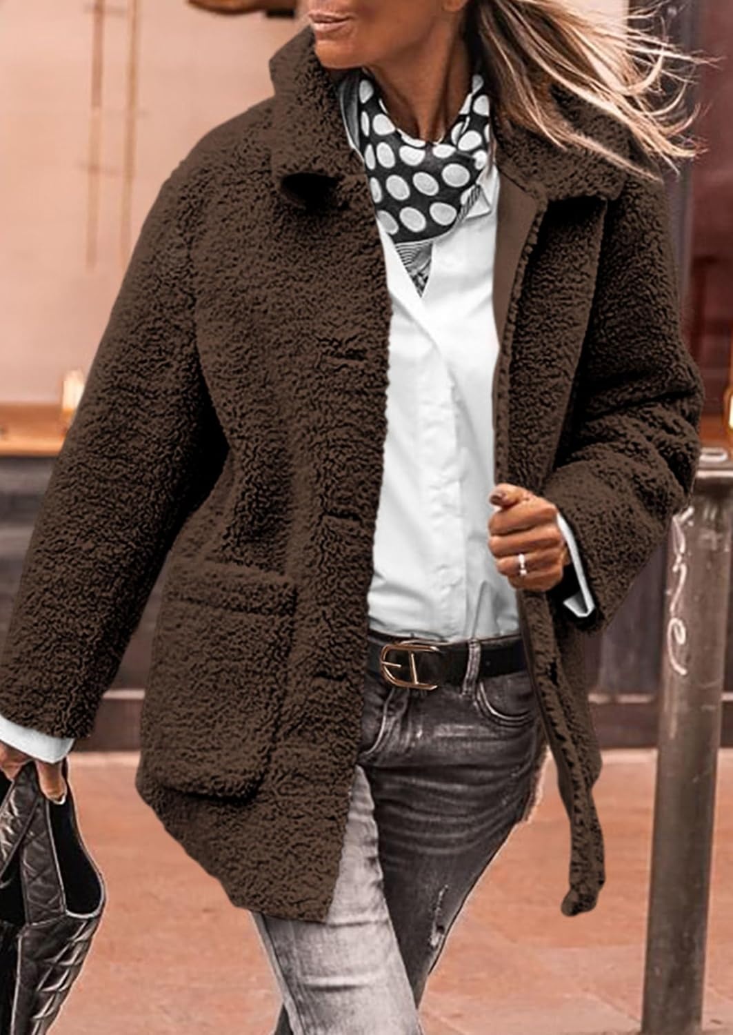 image:imagePRETTYGARDEN Womens Fleece Sherpa Coats Winter OutfitsCoffee