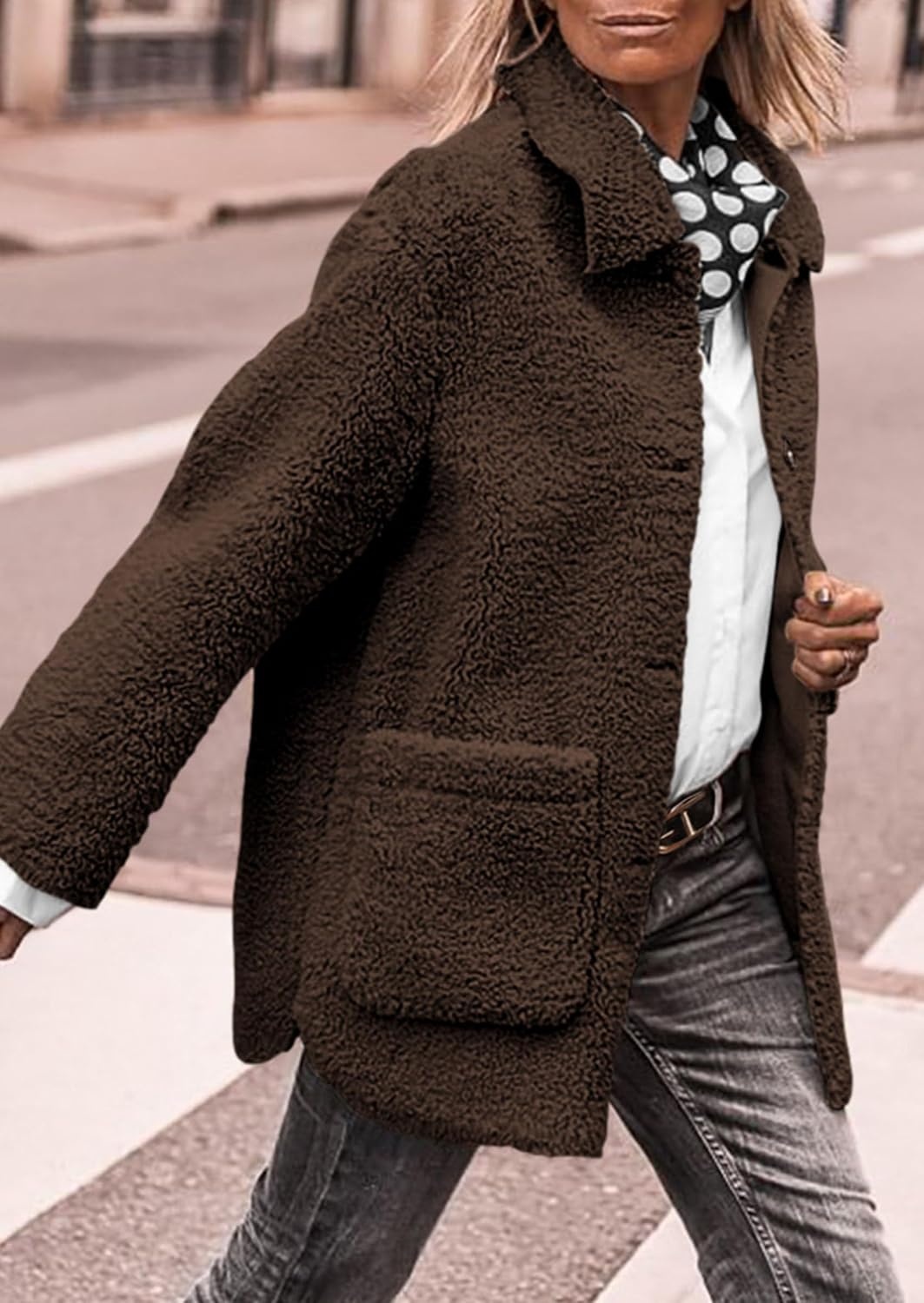 image:imagePRETTYGARDEN Womens Fleece Sherpa Coats Winter OutfitsCoffee