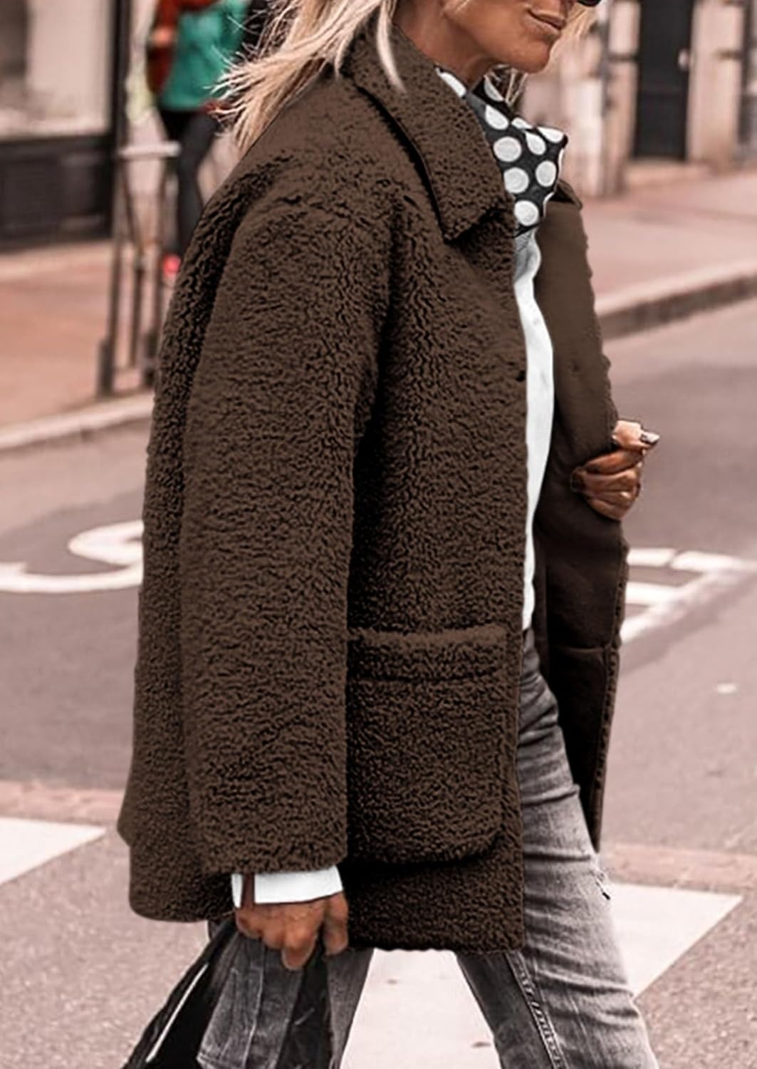 image:imagePRETTYGARDEN Womens Fleece Sherpa Coats Winter OutfitsCoffee