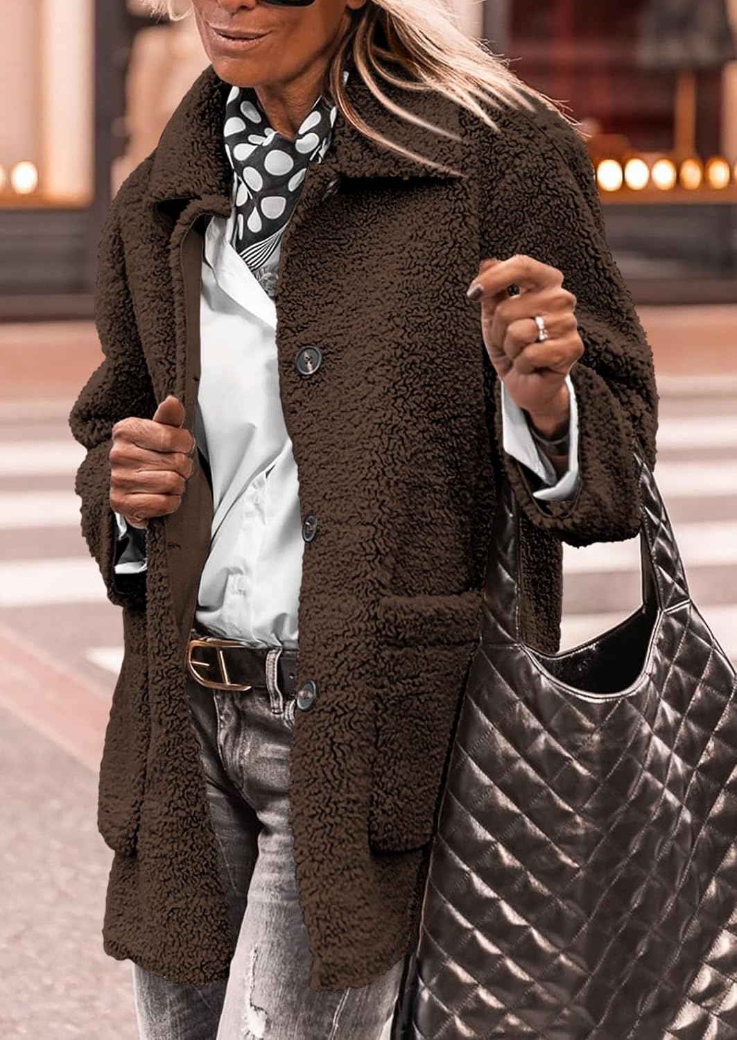 image:imagePRETTYGARDEN Womens Fleece Sherpa Coats Winter OutfitsCoffee
