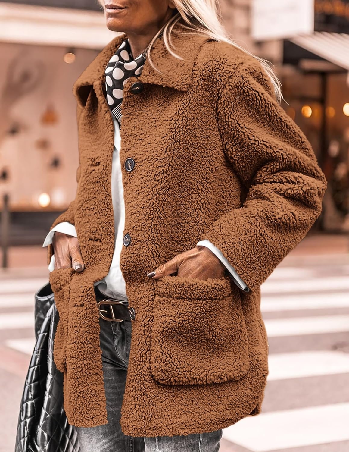 image:imagePRETTYGARDEN Womens Fleece Sherpa Coats Winter OutfitsGolden Camel