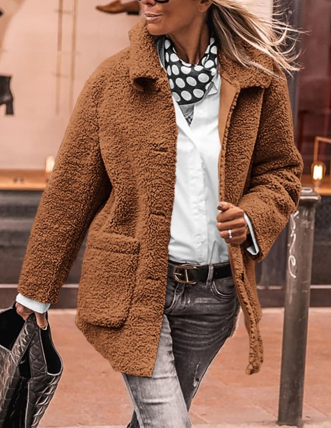 image:imagePRETTYGARDEN Womens Fleece Sherpa Coats Winter OutfitsGolden Camel