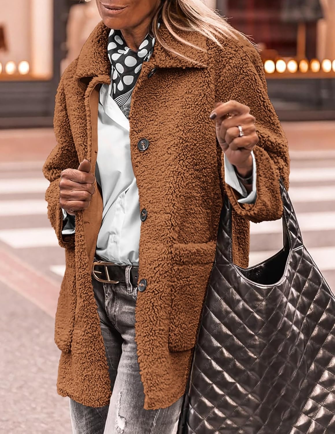 image:imagePRETTYGARDEN Womens Fleece Sherpa Coats Winter OutfitsGolden Camel
