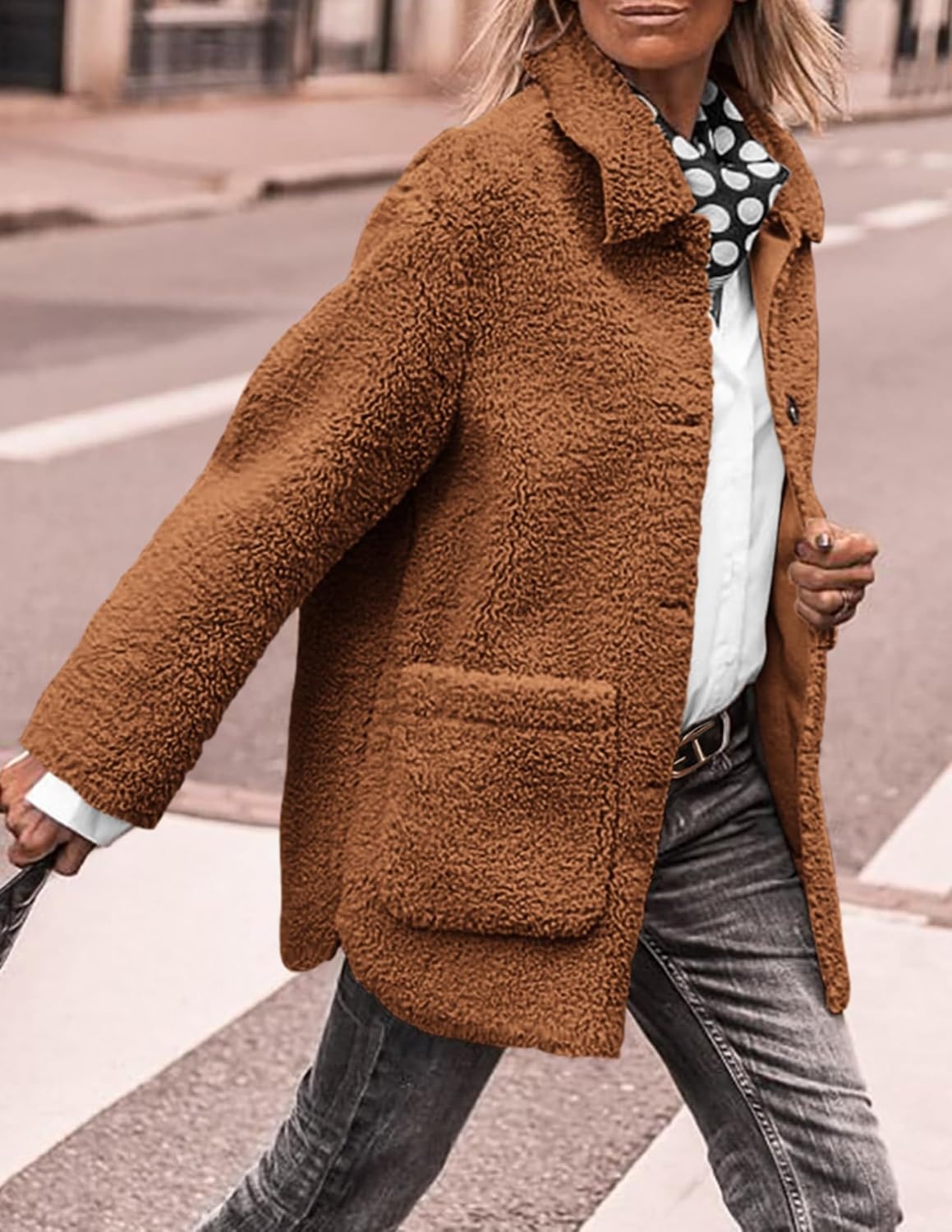 image:imagePRETTYGARDEN Womens Fleece Sherpa Coats Winter OutfitsGolden Camel