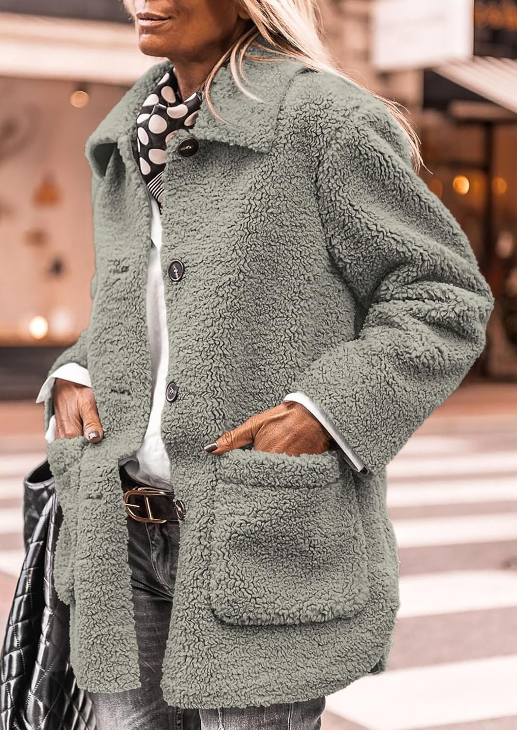 image:imagePRETTYGARDEN Womens Fleece Sherpa Coats Winter OutfitsGrey