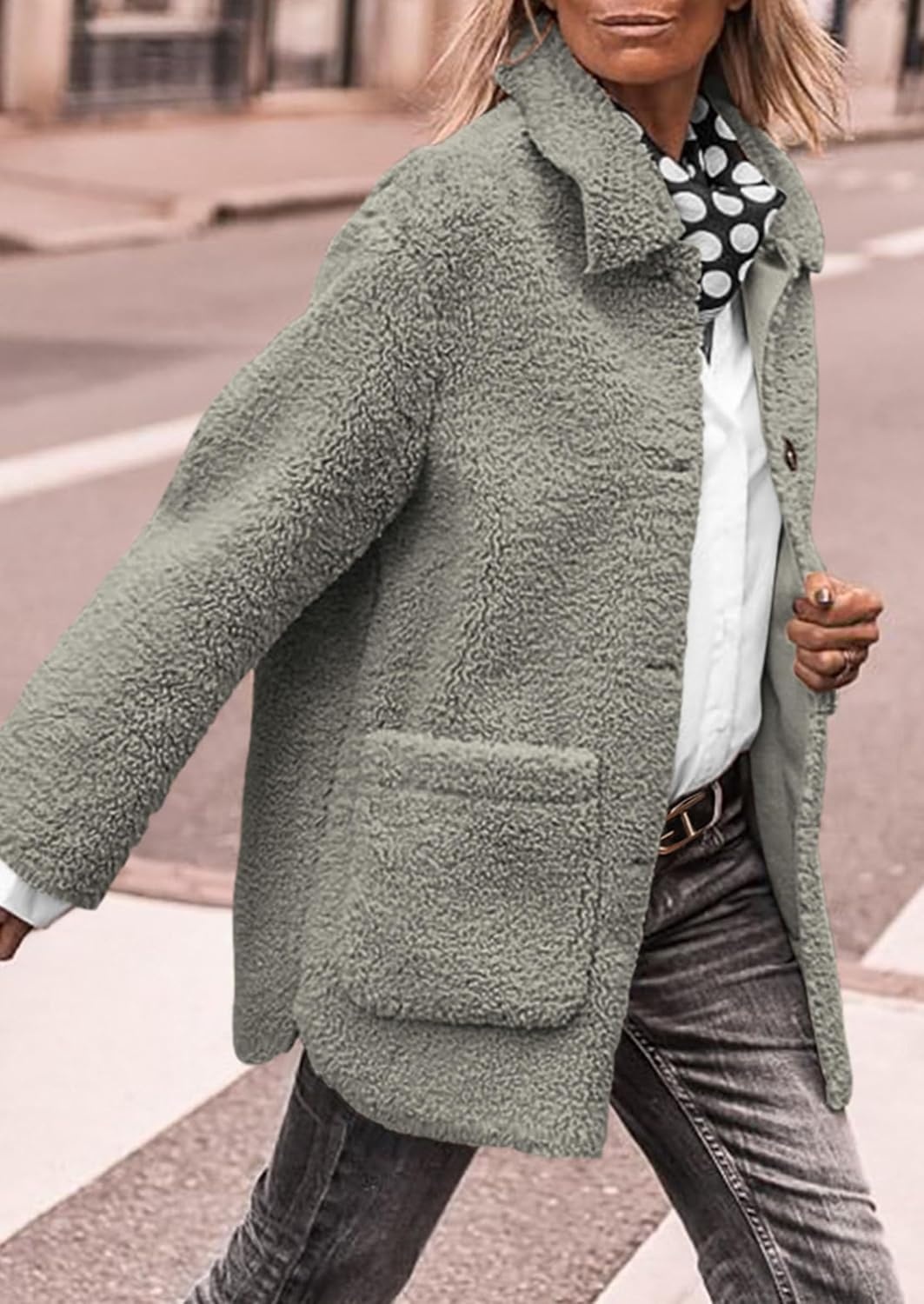 image:imagePRETTYGARDEN Womens Fleece Sherpa Coats Winter OutfitsGrey
