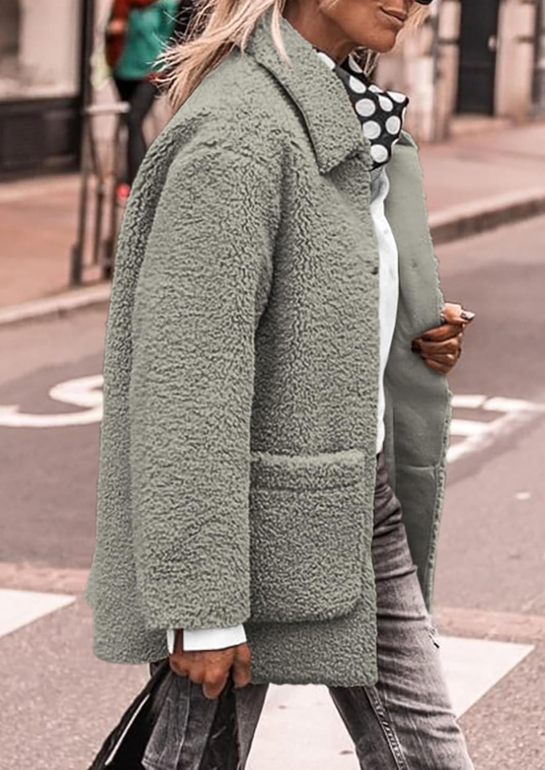 image:imagePRETTYGARDEN Womens Fleece Sherpa Coats Winter OutfitsGrey