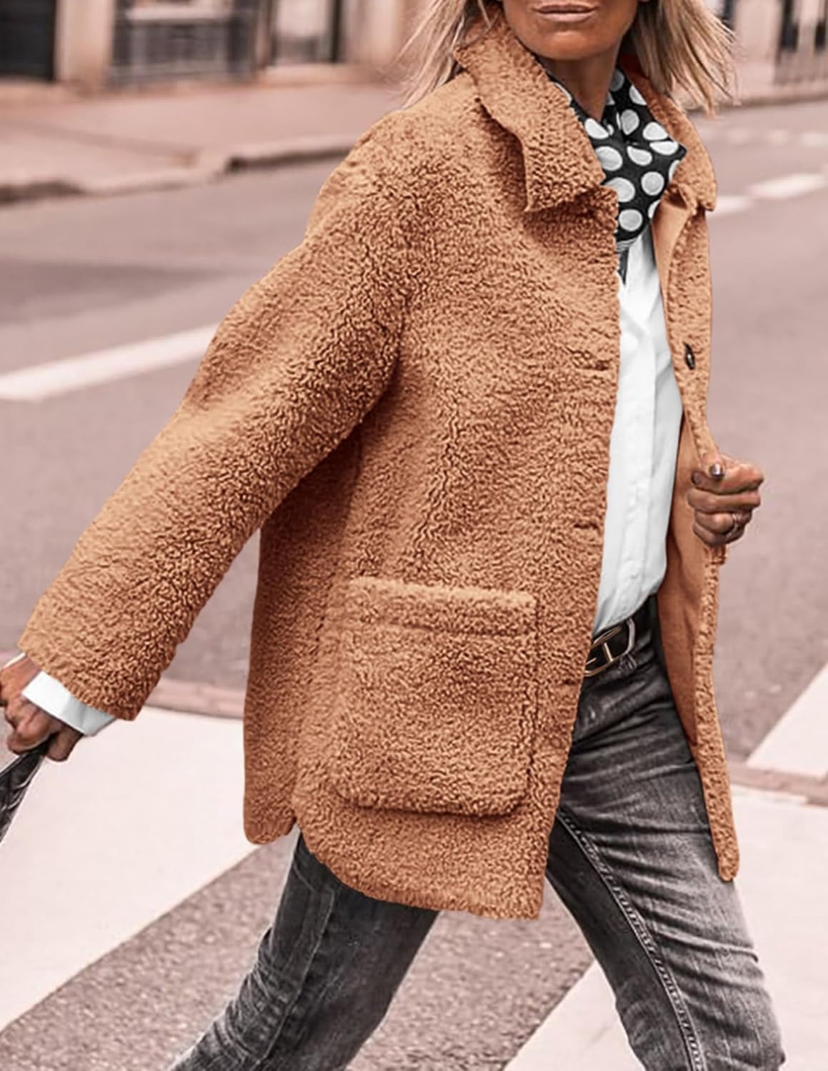 image:imagePRETTYGARDEN Womens Fleece Sherpa Coats Winter OutfitsKhaki