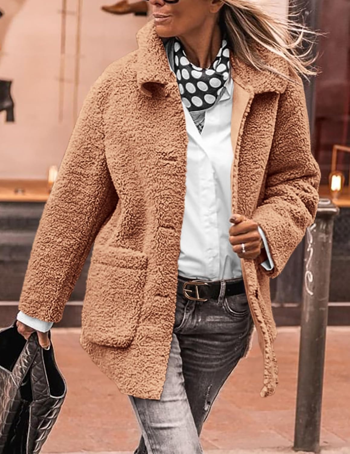 image:imagePRETTYGARDEN Womens Fleece Sherpa Coats Winter OutfitsKhaki