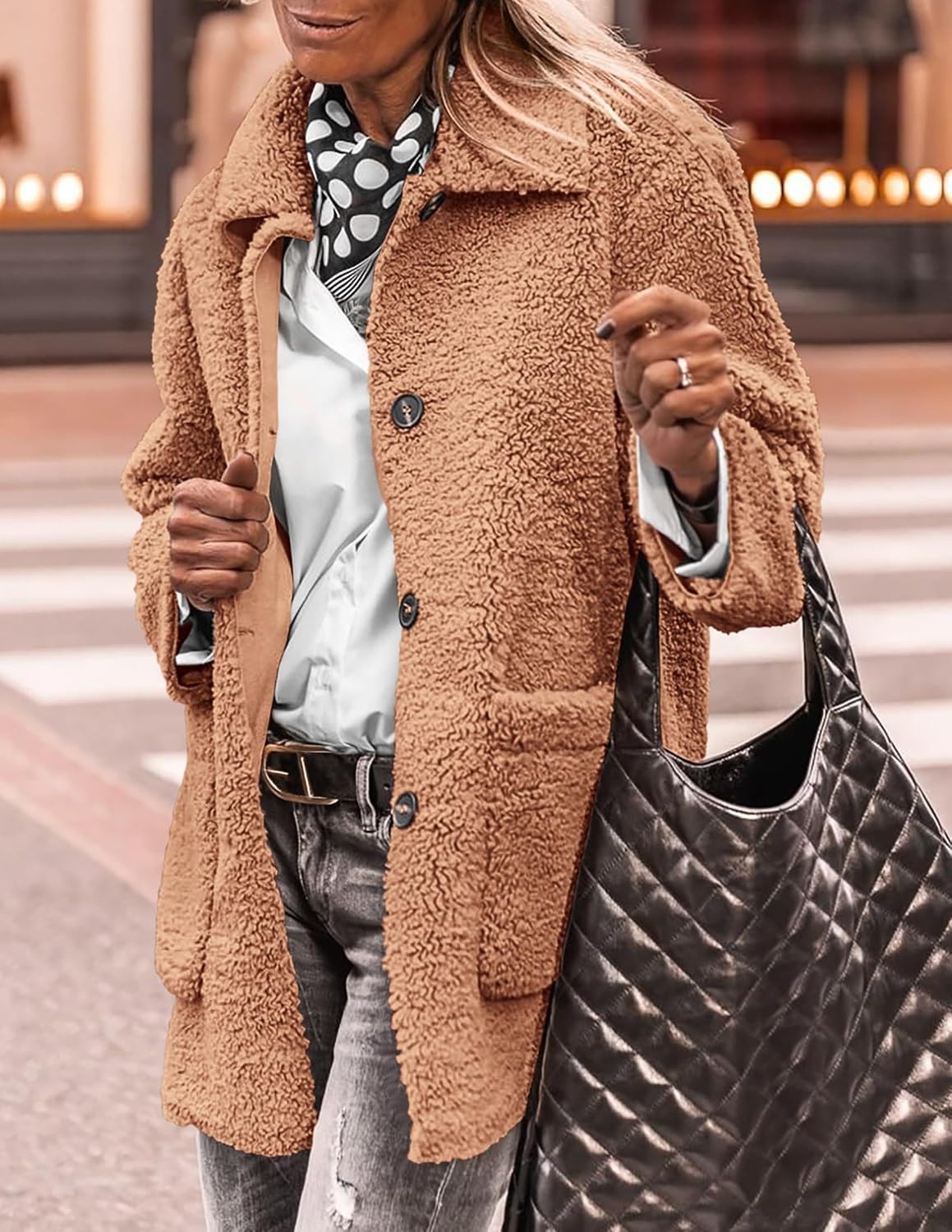 image:imagePRETTYGARDEN Womens Fleece Sherpa Coats Winter OutfitsKhaki