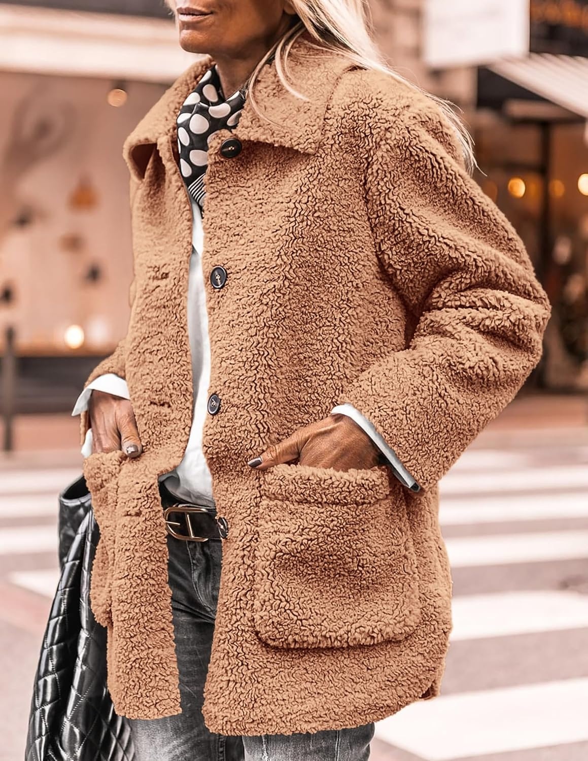 image:imagePRETTYGARDEN Womens Fleece Sherpa Coats Winter OutfitsKhaki