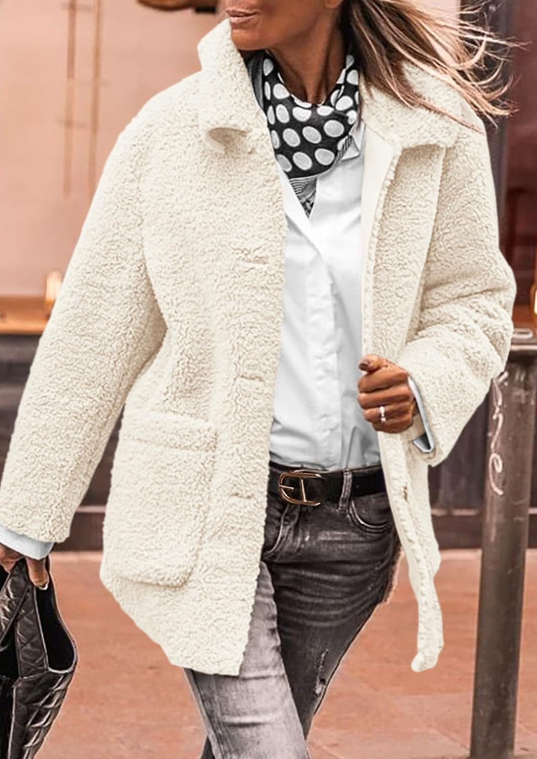 image:imagePRETTYGARDEN Womens Fleece Sherpa Coats Winter OutfitsWhite