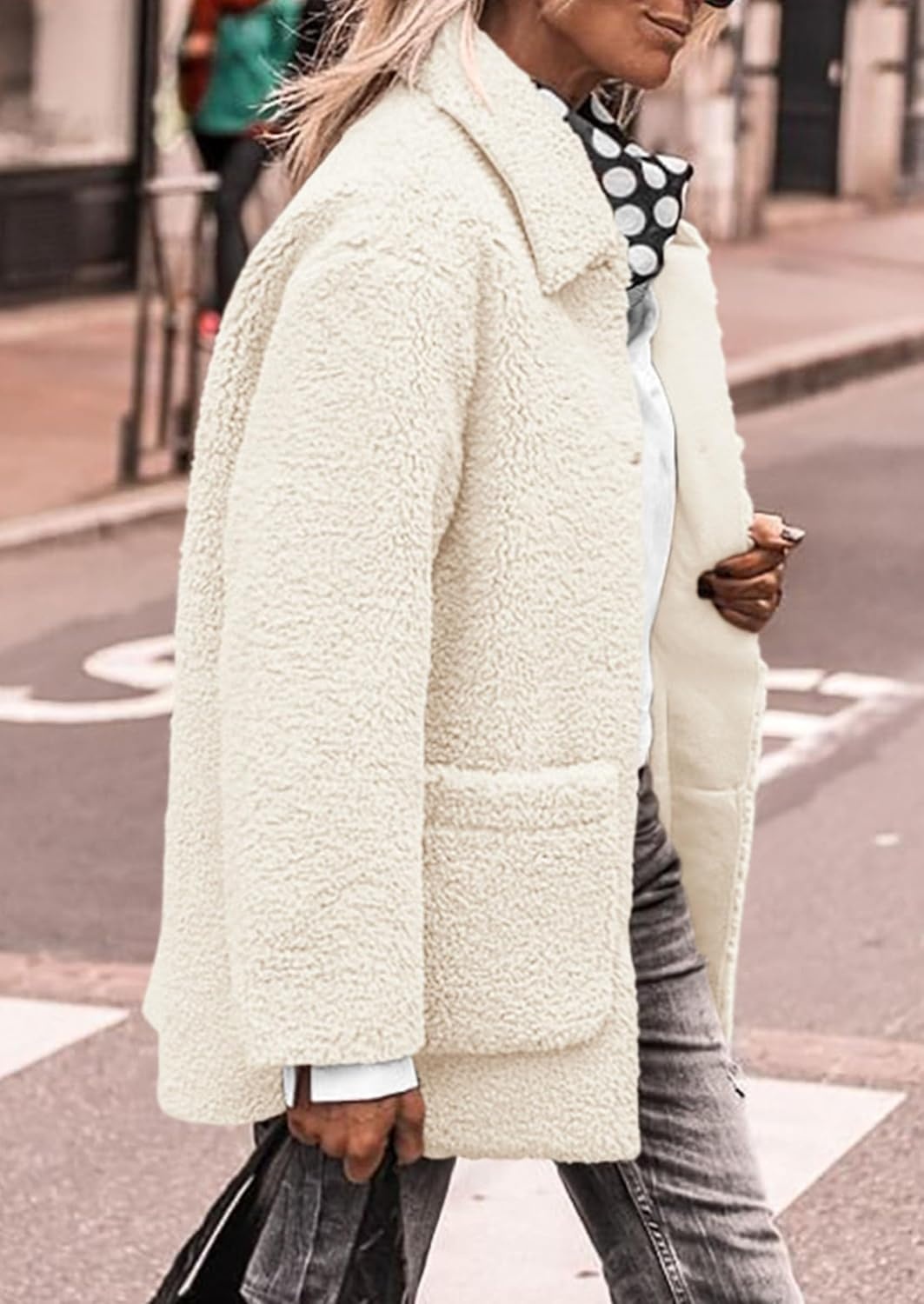 image:imagePRETTYGARDEN Womens Fleece Sherpa Coats Winter OutfitsWhite