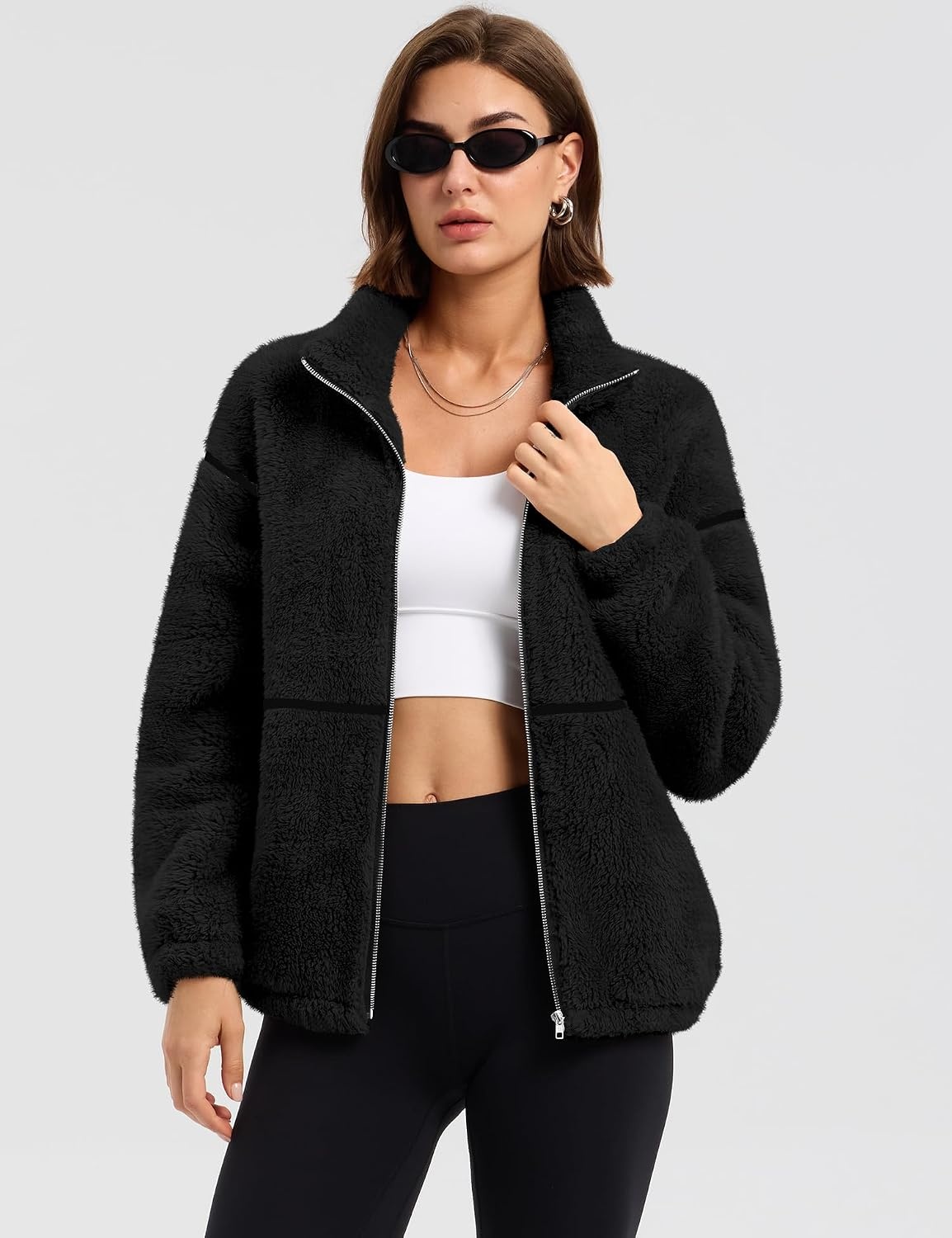 image:imageRapbin Womens Sherpa Fleece Jacket Zip Up Winter CoatsBlack