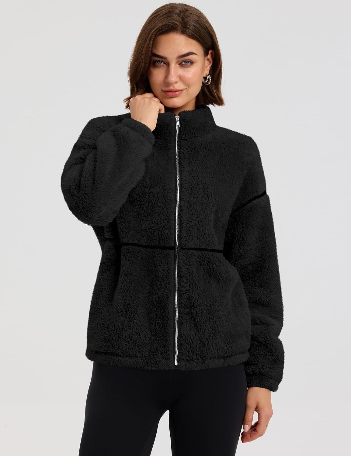 image:imageRapbin Womens Sherpa Fleece Jacket Zip Up Winter CoatsBlack